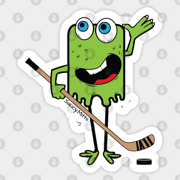 Green Hockey Monster Sticker by SaucyMittsHockey
